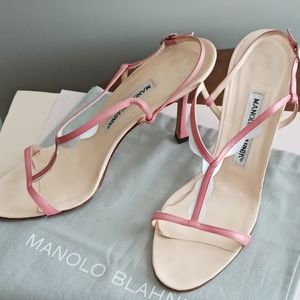 MANOLO BLAHNIK 3.5" heel strappy leather sandals Size IT38 (Size 7-7.5)
